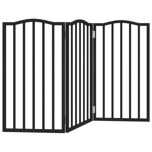 Dog Gate Foldable 3 Panels Black 150 cm Poplar Wood