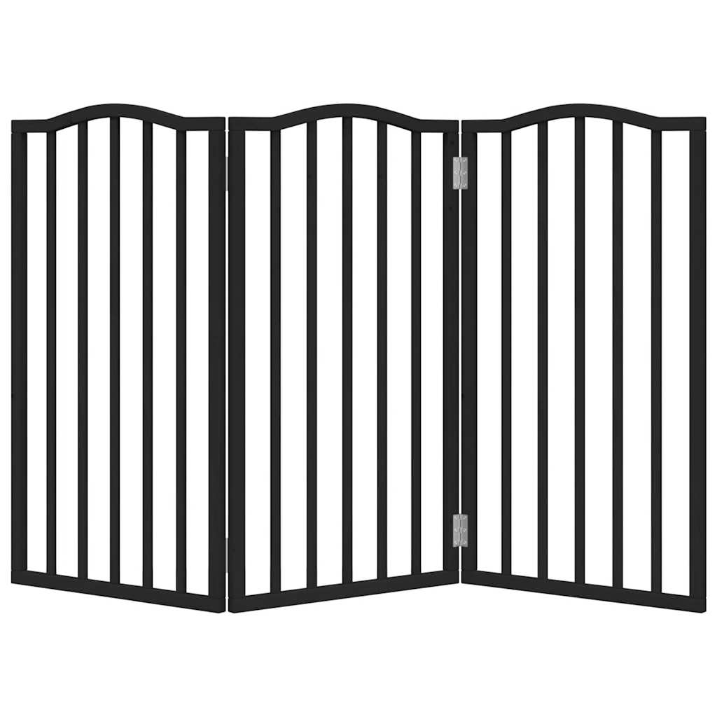 Dog Gate Foldable 3 Panels Black 150 cm Poplar Wood