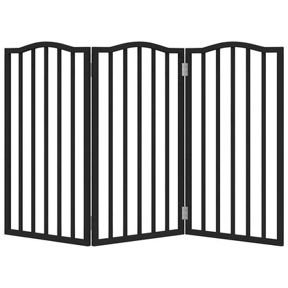 Dog Gate Foldable 3 Panels Black 150 cm Poplar Wood