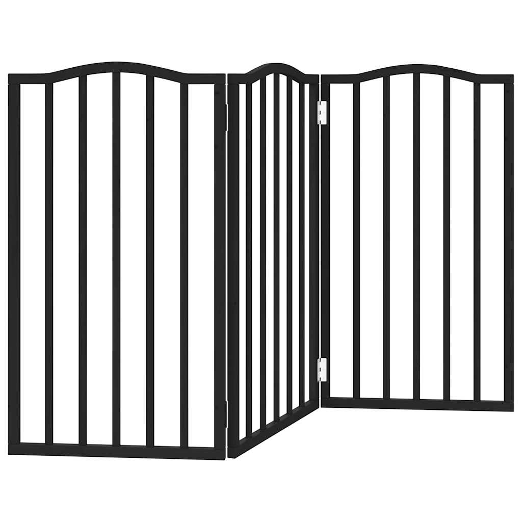 Dog Gate Foldable 3 Panels Black 150 cm Poplar Wood