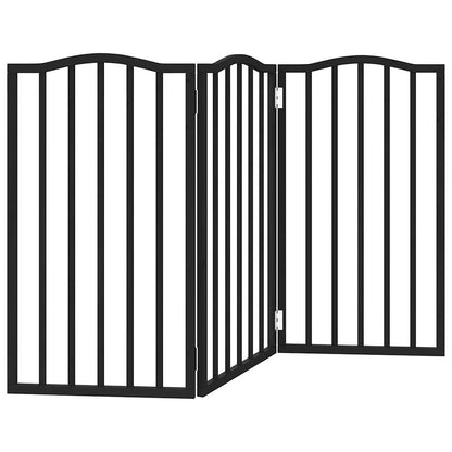 Dog Gate Foldable 3 Panels Black 150 cm Poplar Wood