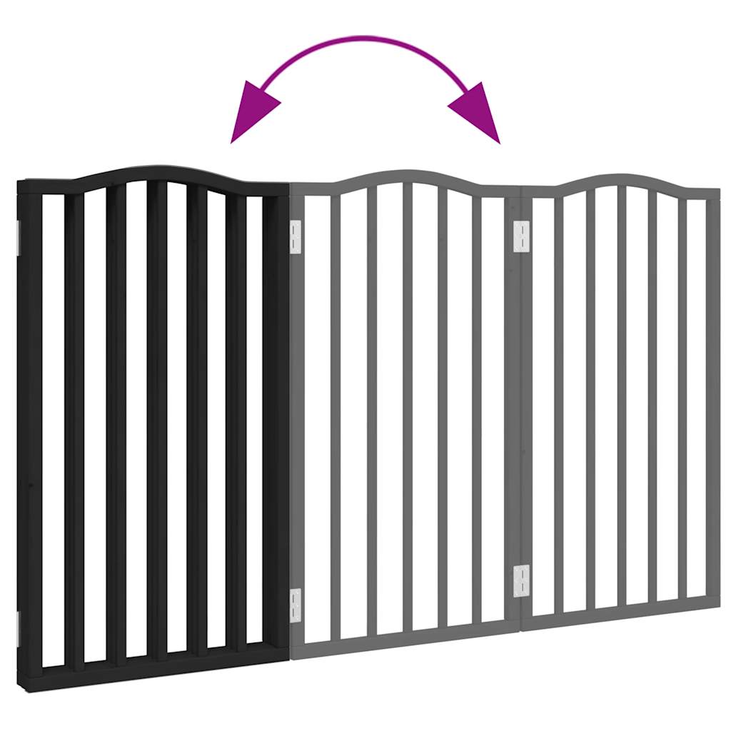 Dog Gate Foldable 3 Panels Black 150 cm Poplar Wood