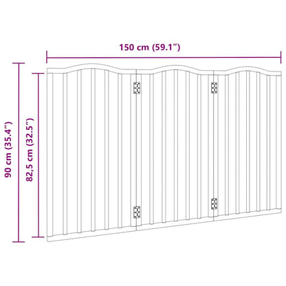 Dog Gate Foldable 3 Panels Black 150 cm Poplar Wood