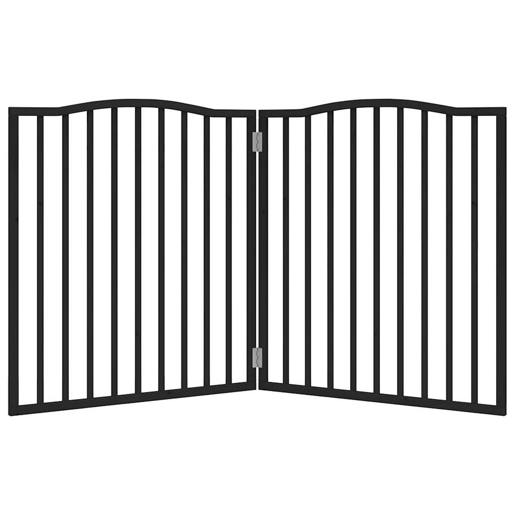 Dog Gate Foldable 2 Panels Black 160 cm Poplar Wood