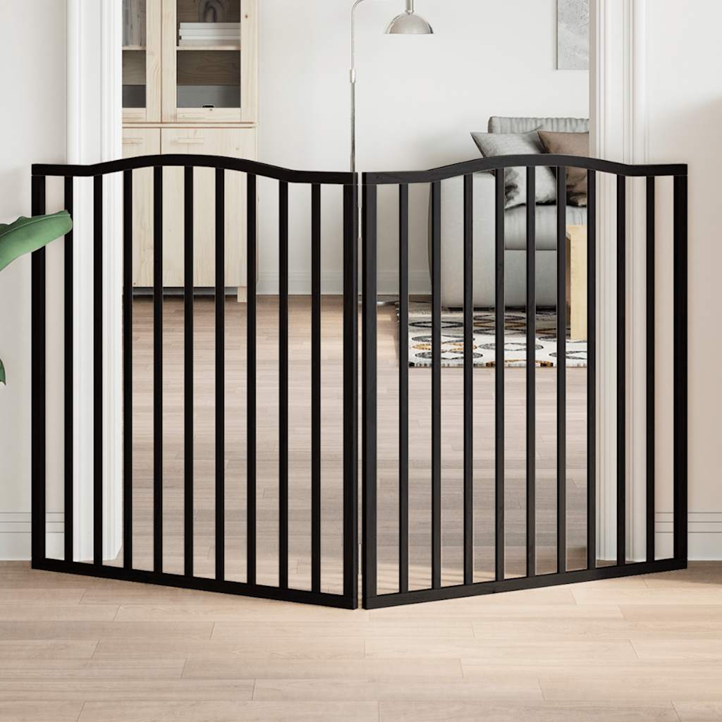 Dog Gate Foldable 2 Panels Black 160 cm Poplar Wood