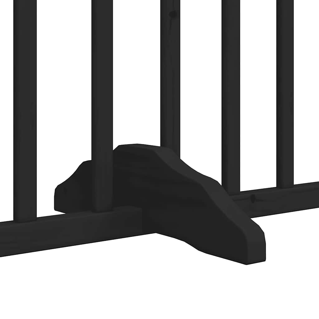 Dog Gate with Door Foldable 4 Panels Black 320 cm Poplar Wood