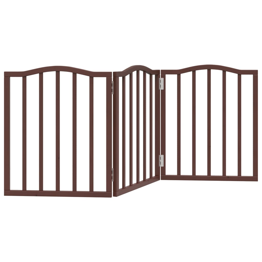 Dog Gate Foldable 3 Panels Brown Oak 150 cm Poplar Wood