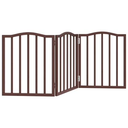 Dog Gate Foldable 3 Panels Brown Oak 150 cm Poplar Wood