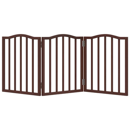 Dog Gate Foldable 3 Panels Brown Oak 150 cm Poplar Wood