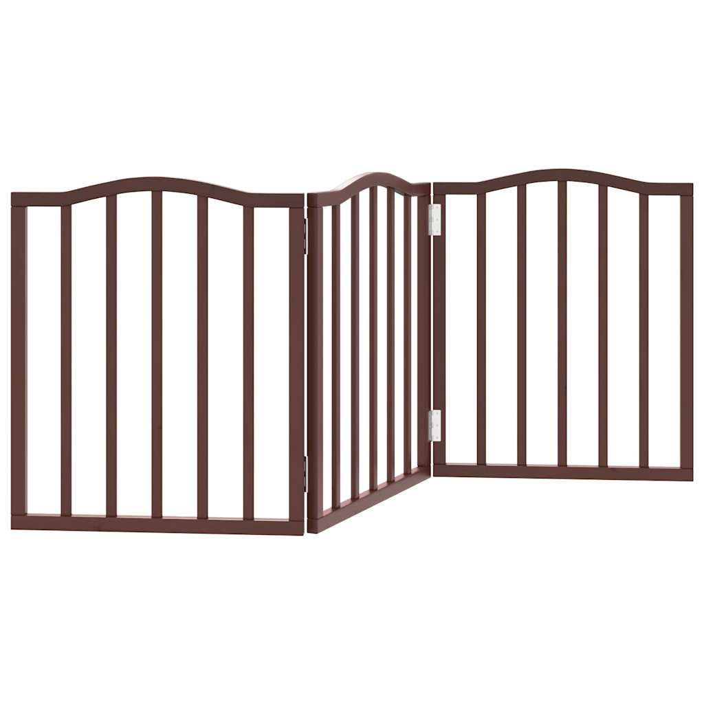 Dog Gate Foldable 3 Panels Brown Oak 150 cm Poplar Wood