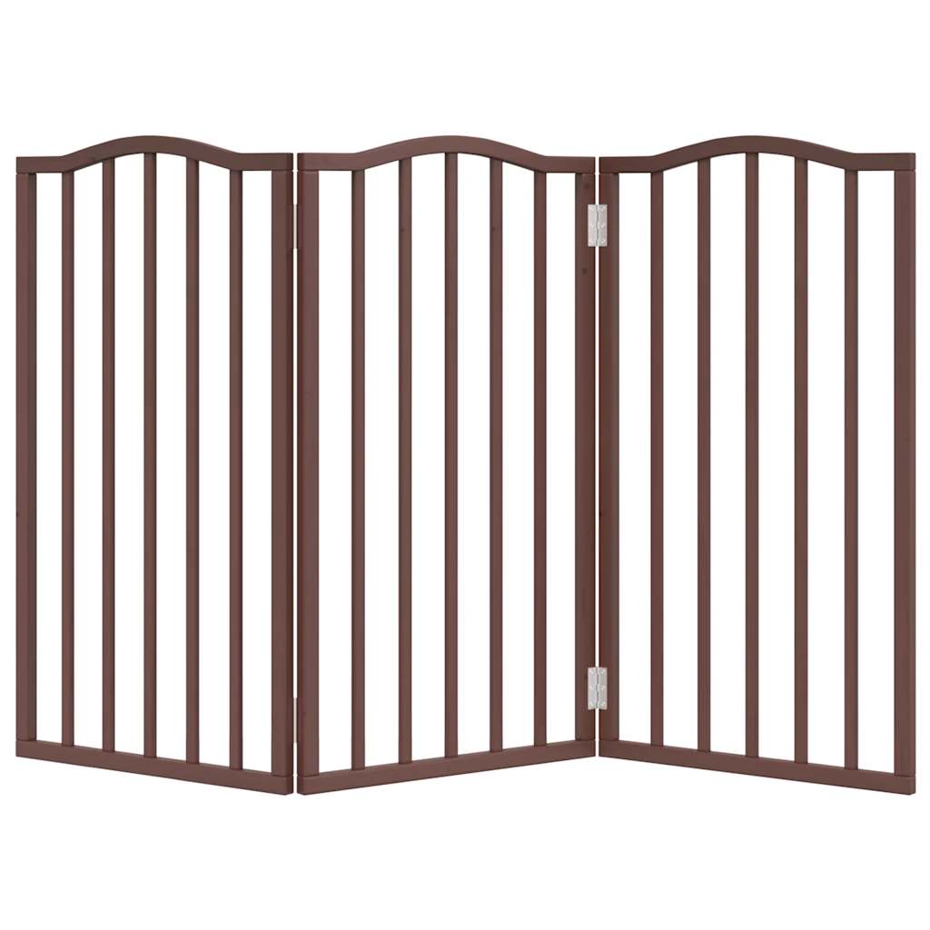 Dog Gate Foldable 3 Panels Brown Oak 150 cm Poplar Wood