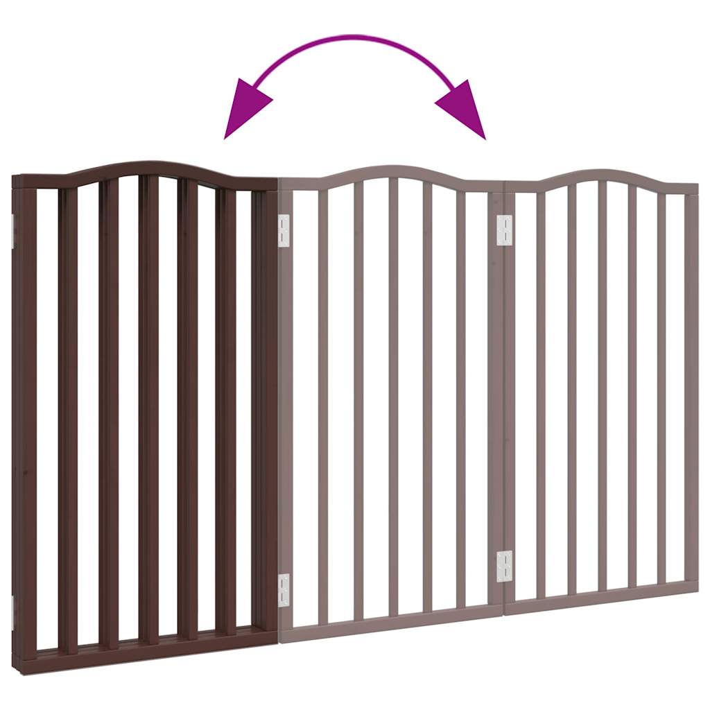 Dog Gate Foldable 3 Panels Brown Oak 150 cm Poplar Wood