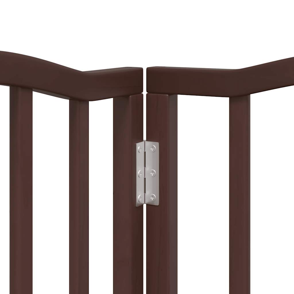 Dog Gate with Door Foldable 6 Panels Brown Oak 300 cm Poplar Wood