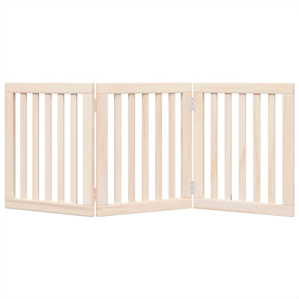 Dog Gate Foldable 3 Panels 150 cm Poplar Wood