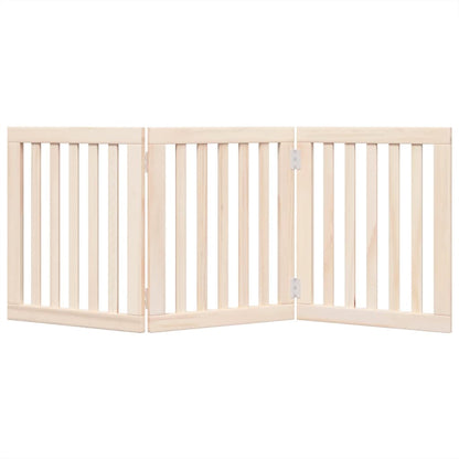 Dog Gate Foldable 3 Panels 150 cm Poplar Wood