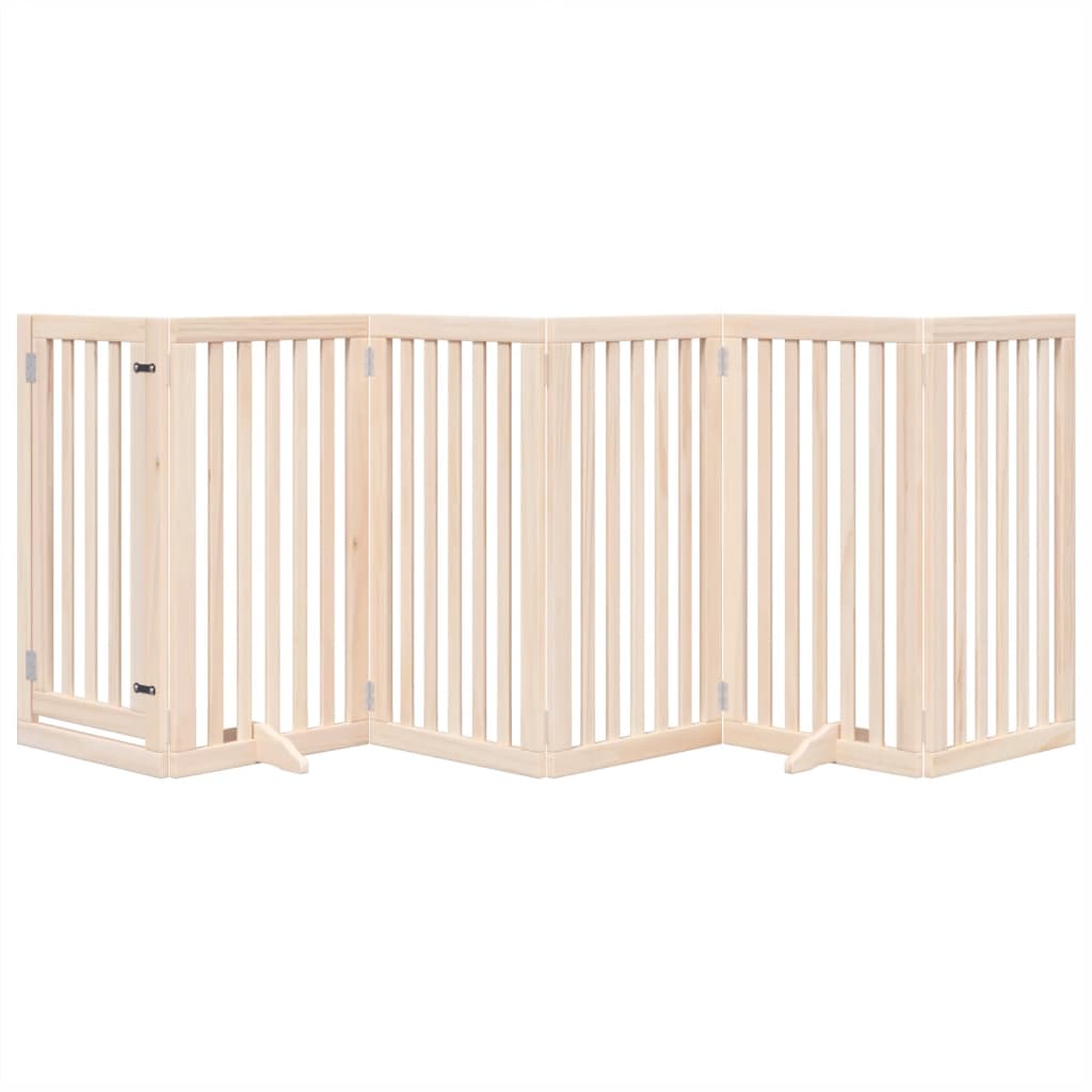 Dog Gate with Door Foldable 6 Panels 300 cm Poplar Wood