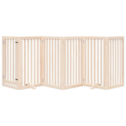 Dog Gate with Door Foldable 6 Panels 300 cm Poplar Wood