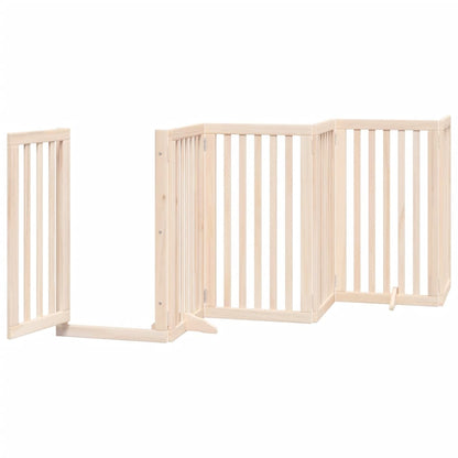 Dog Gate with Door Foldable 6 Panels 300 cm Poplar Wood