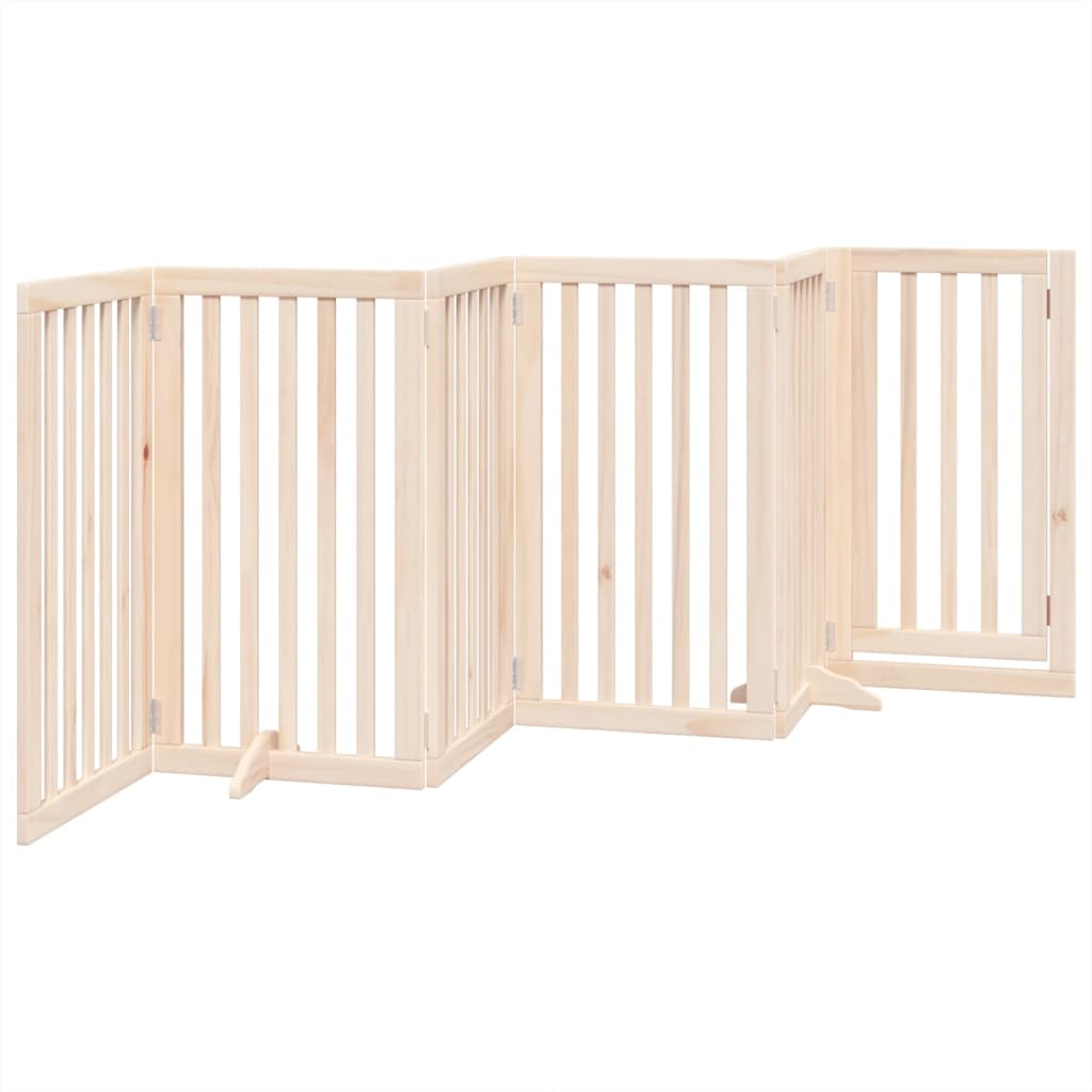 Dog Gate with Door Foldable 6 Panels 300 cm Poplar Wood