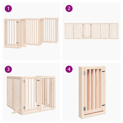 Dog Gate with Door Foldable 6 Panels 300 cm Poplar Wood