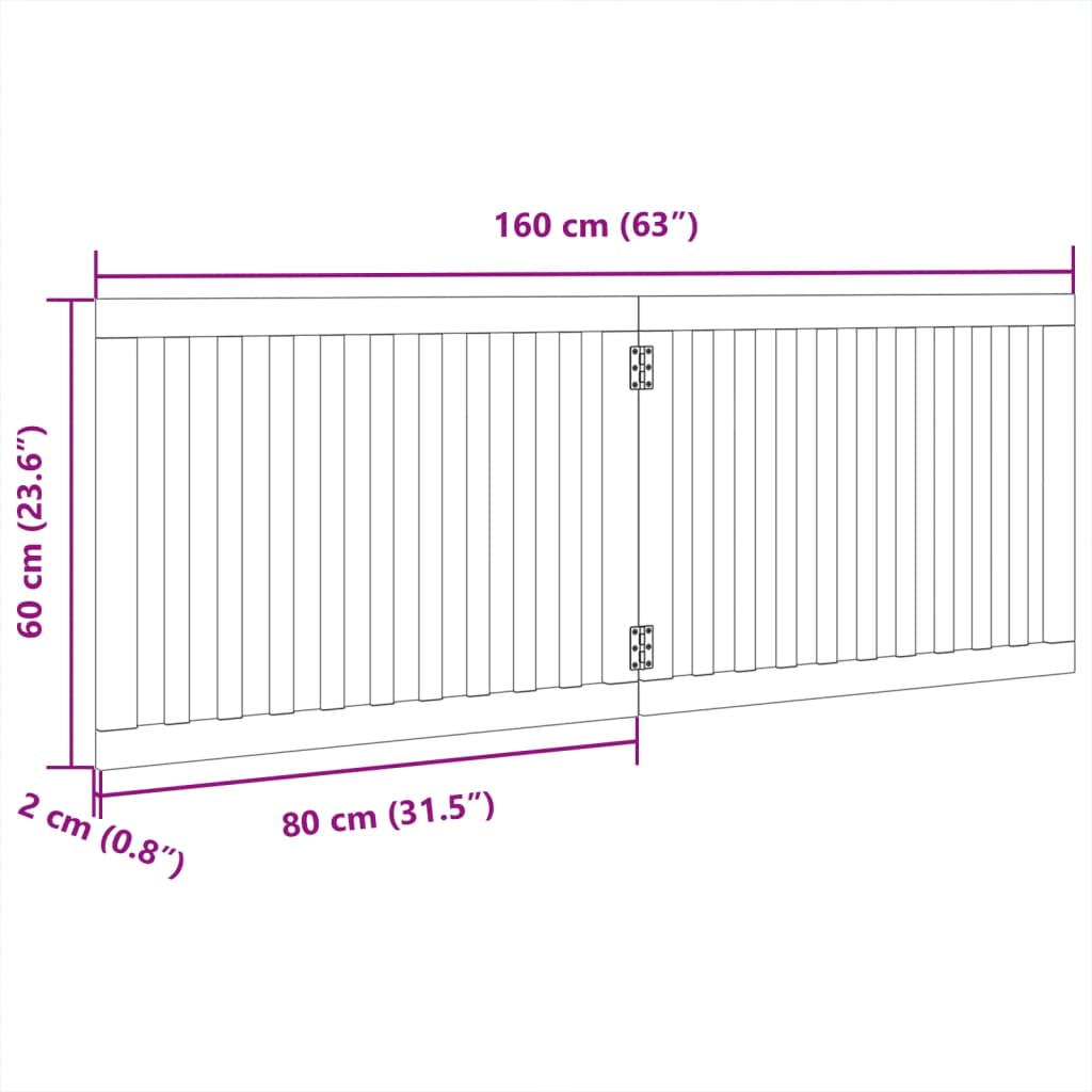 Dog Gate Foldable 2 Panels 160 cm Poplar Wood