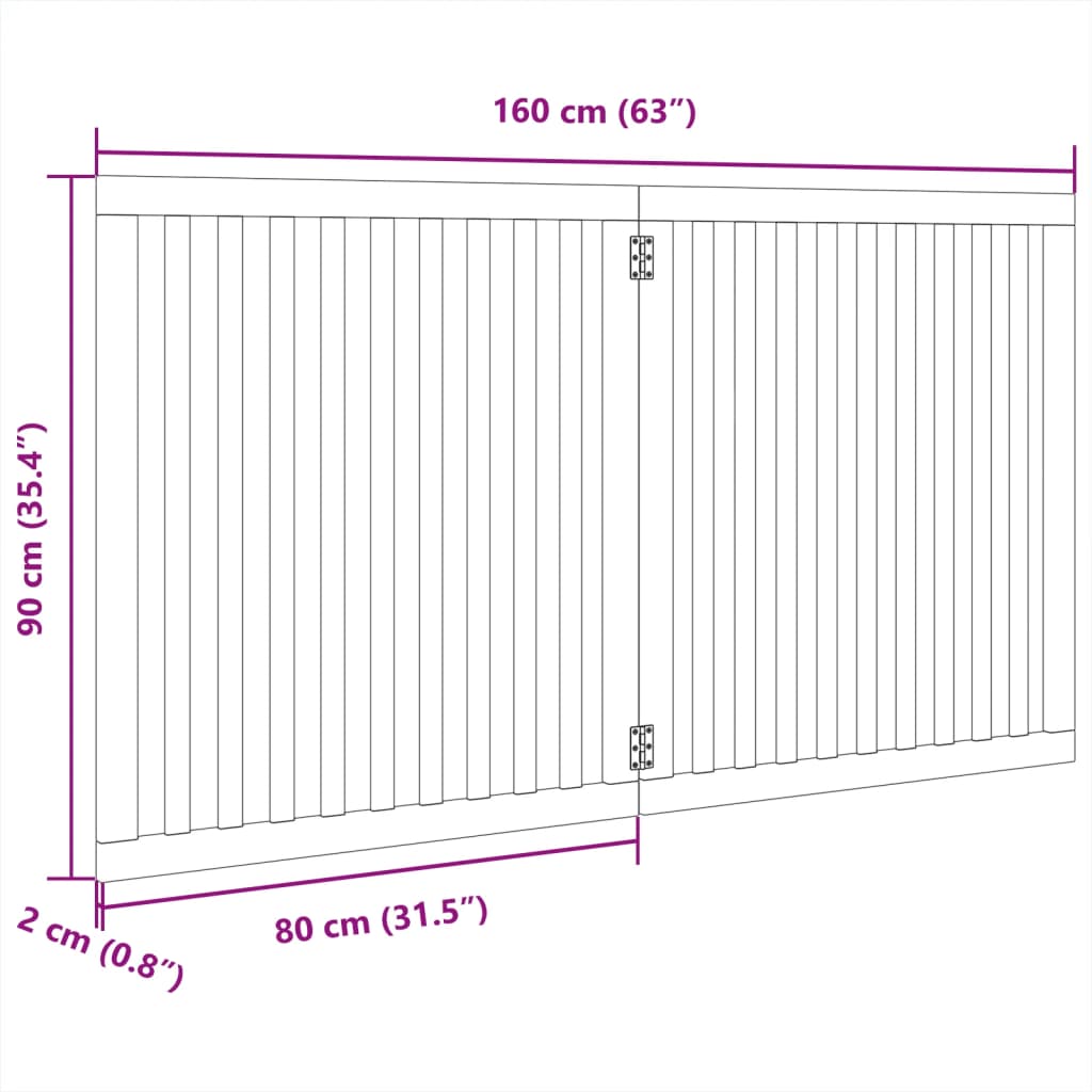 Dog Gate Foldable 2 Panels 160 cm Poplar Wood