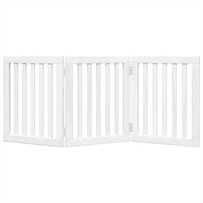 Dog Gate Foldable 3 Panels White 150 cm Poplar Wood