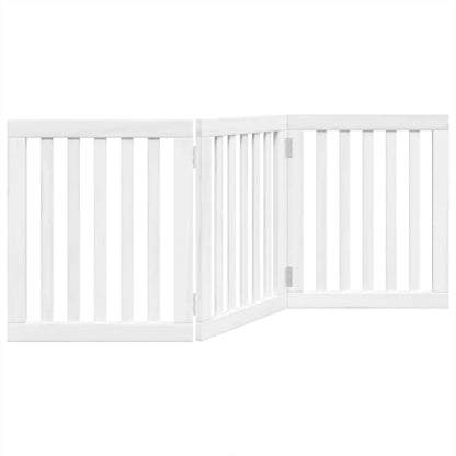 Dog Gate Foldable 3 Panels White 150 cm Poplar Wood