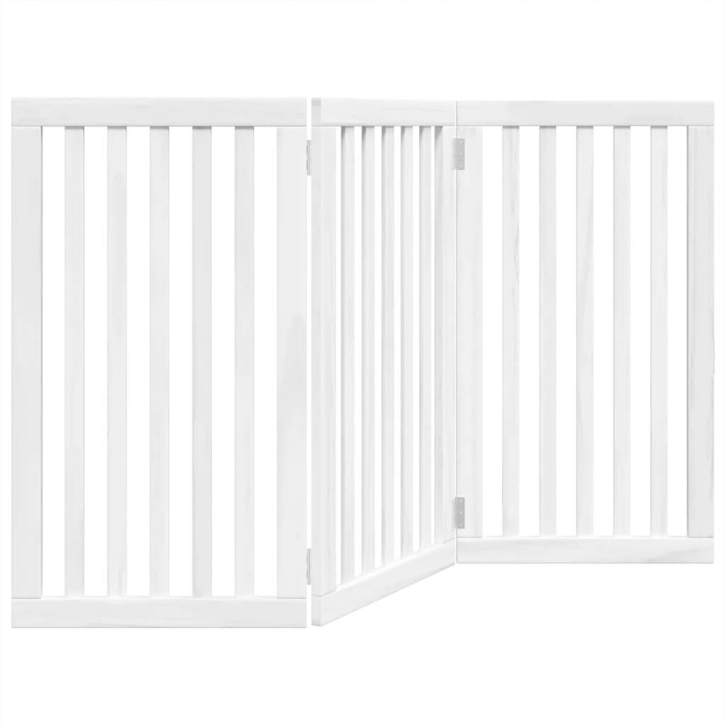 Dog Gate Foldable 3 Panels White 150 cm Poplar Wood