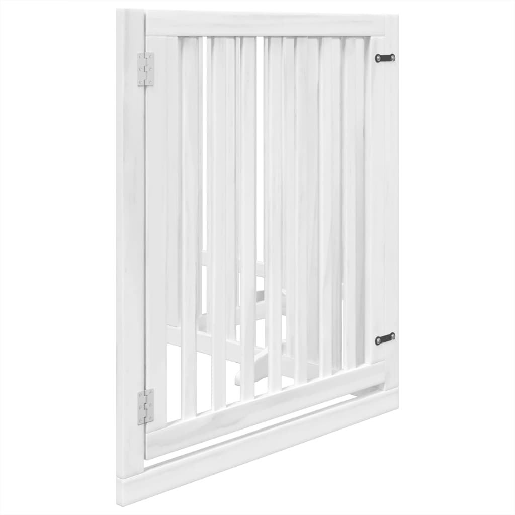 Dog Gate with Door Foldable 4 Panels White 320 cm Poplar Wood