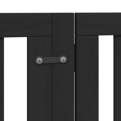 Dog Gate with Door Foldable 6 Panels Black 300 cm Poplar Wood