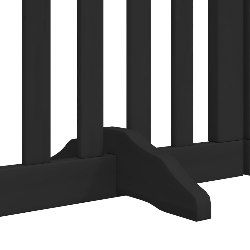 Dog Gate with Door Foldable 6 Panels Black 300 cm Poplar Wood