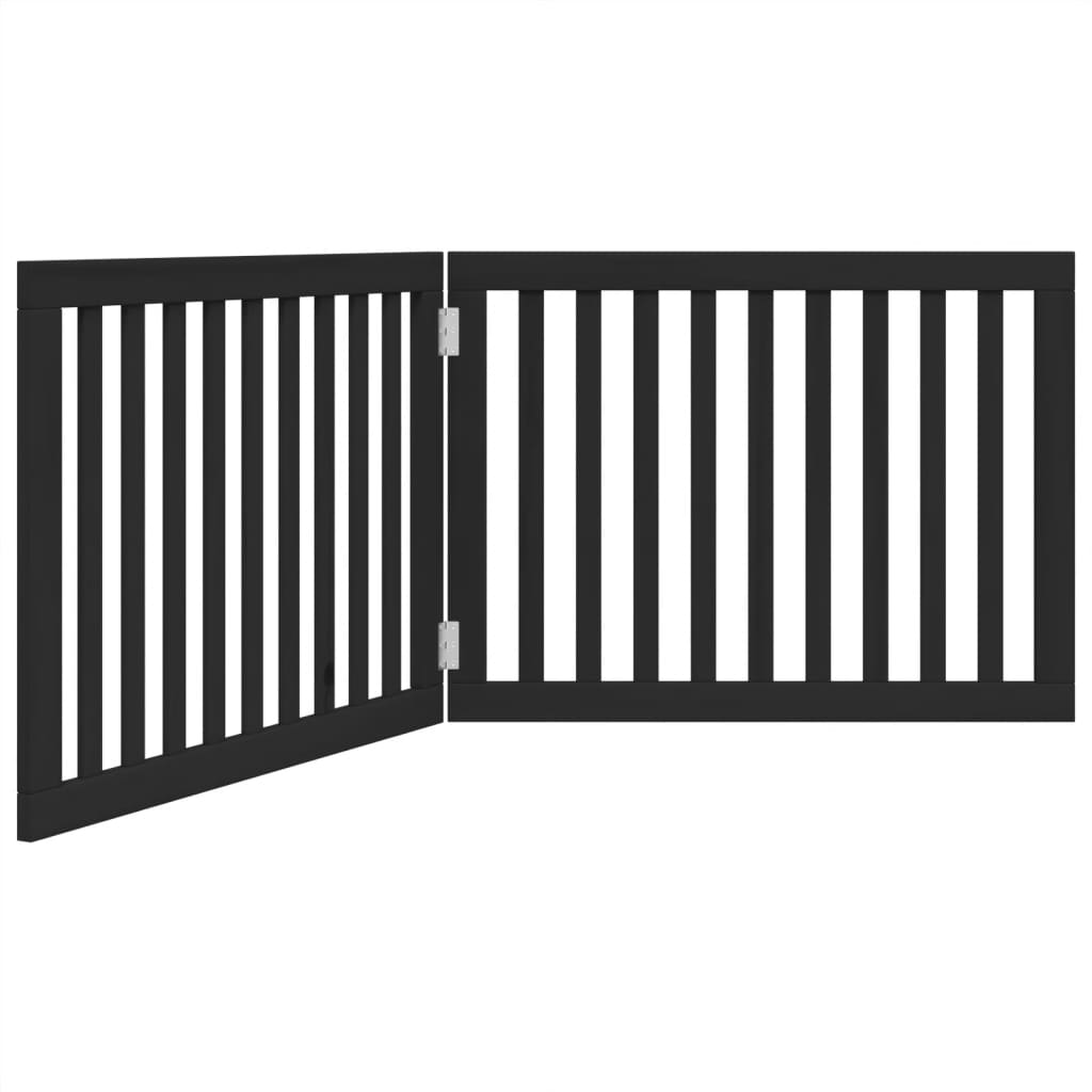 Dog Gate Foldable 2 Panels Black 160 cm Poplar Wood