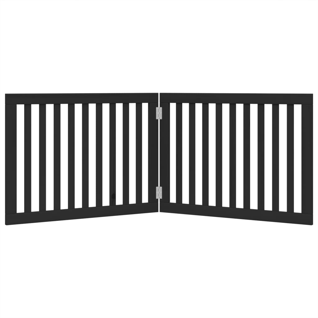 Dog Gate Foldable 2 Panels Black 160 cm Poplar Wood