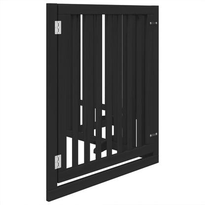 Dog Gate with Door Foldable 4 Panels Black 320 cm Poplar Wood