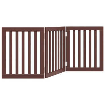 Dog Gate Foldable 3 Panels Brown 150 cm Poplar Wood