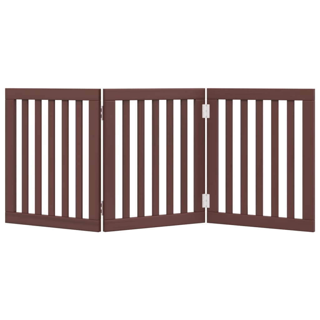 Dog Gate Foldable 3 Panels Brown 150 cm Poplar Wood