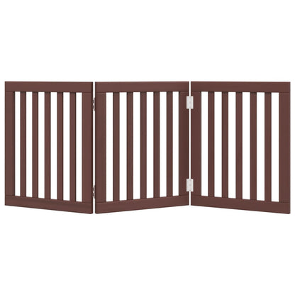 Dog Gate Foldable 3 Panels Brown 150 cm Poplar Wood