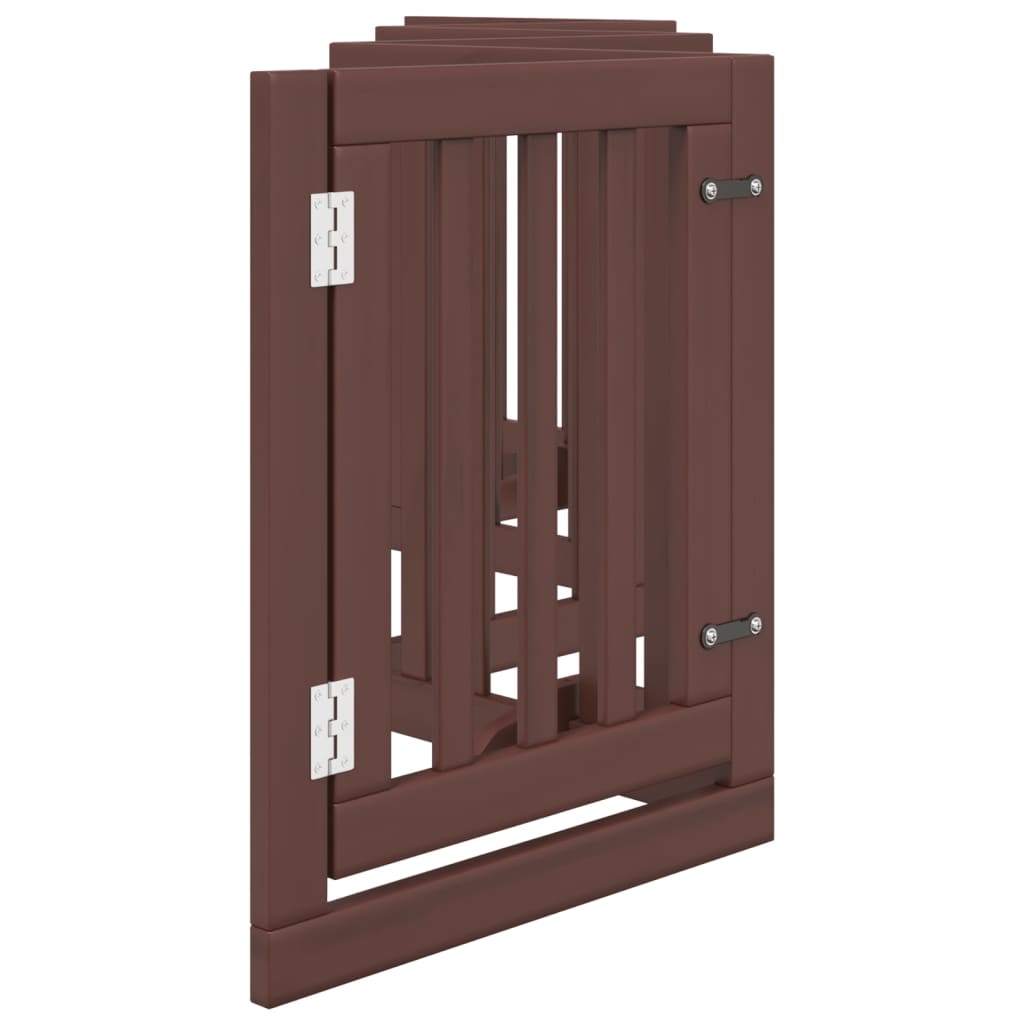 Dog Gate with Door Foldable 6 Panels Brown 300 cm Poplar Wood