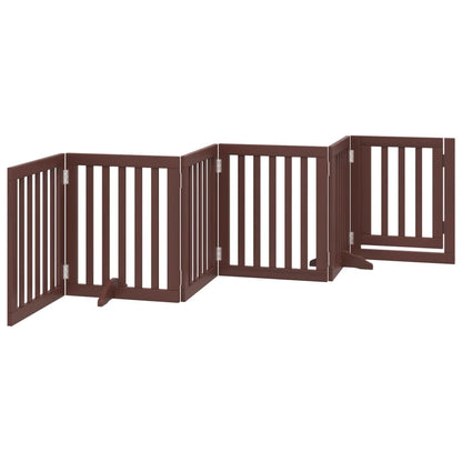 Dog Gate with Door Foldable 6 Panels Brown 300 cm Poplar Wood