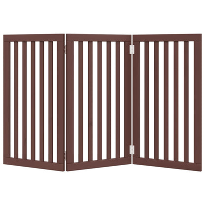 Dog Gate Foldable 3 Panels Brown 150 cm Poplar Wood