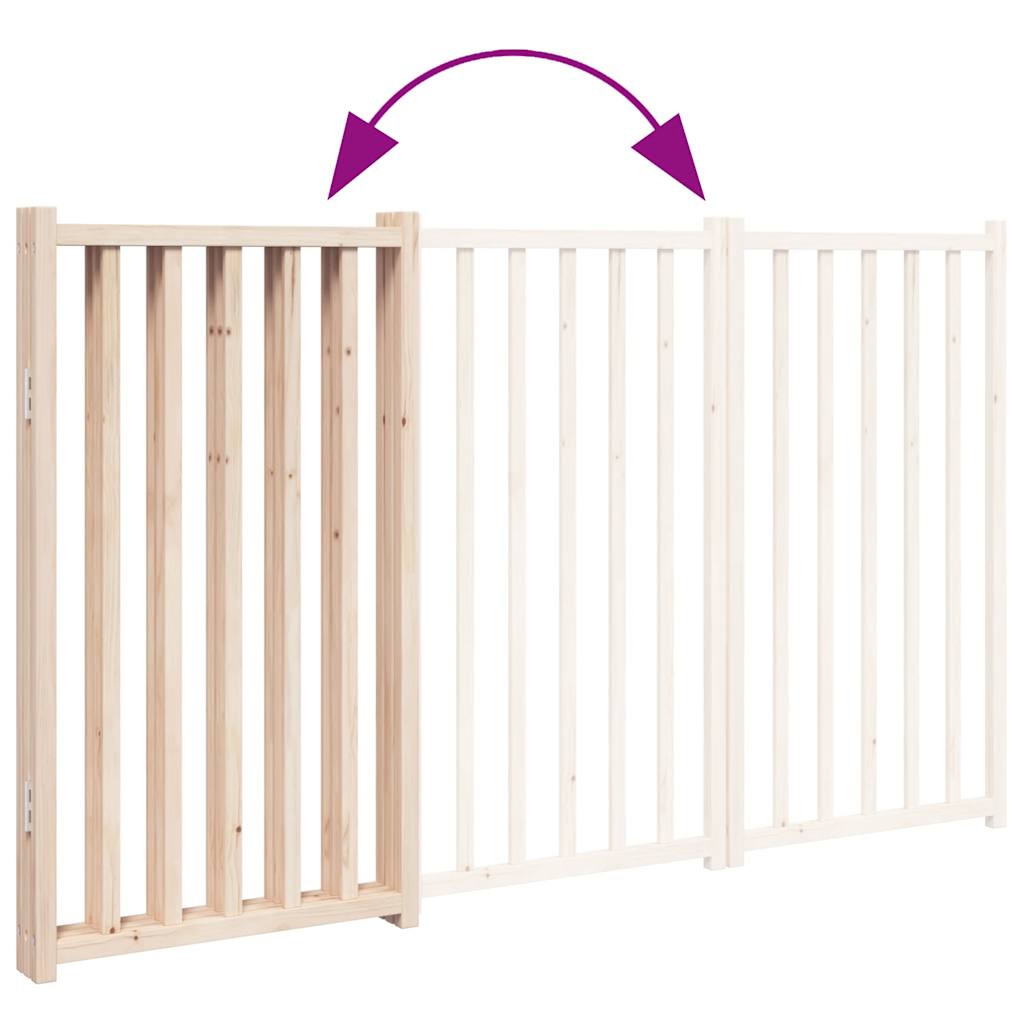 Dog Gate Foldable 3 Panels 150 cm Solid Wood Fir