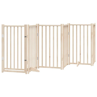 Dog Gate with Door Foldable 6 Panels 300 cm Solid Wood Fir