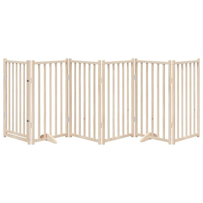 Dog Gate with Door Foldable 6 Panels 300 cm Solid Wood Fir