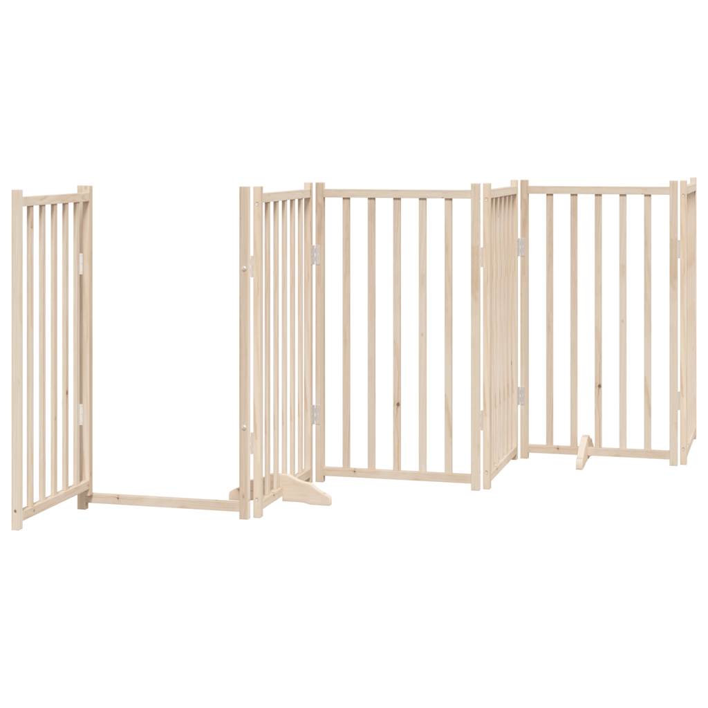 Dog Gate with Door Foldable 6 Panels 300 cm Solid Wood Fir