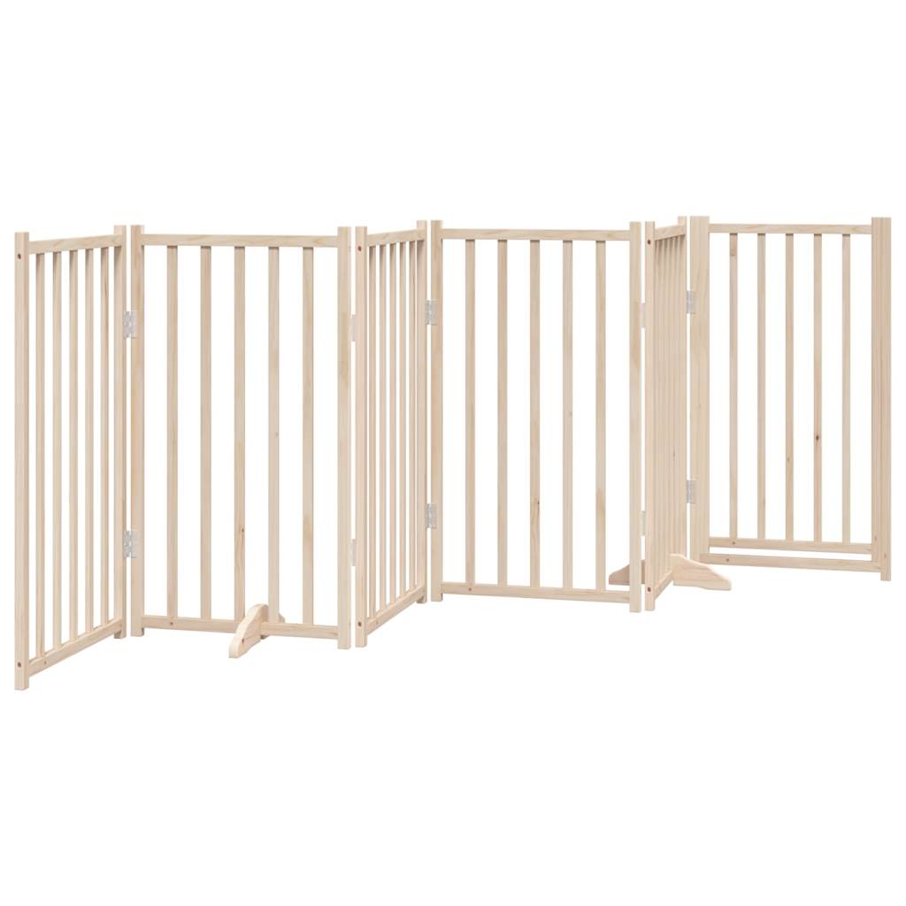 Dog Gate with Door Foldable 6 Panels 300 cm Solid Wood Fir