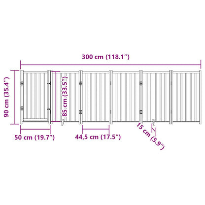 Dog Gate with Door Foldable 6 Panels 300 cm Solid Wood Fir