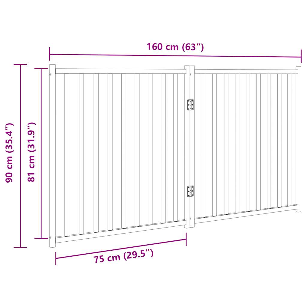 Dog Gate Foldable 2 Panels 160 cm Solid Wood Fir