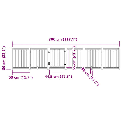 Dog Gate with Door Foldable 6 Panels White 300 cm Solid Wood Fir