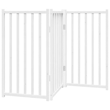 Dog Gate Foldable 3 Panels White 150 cm Solid Wood Fir